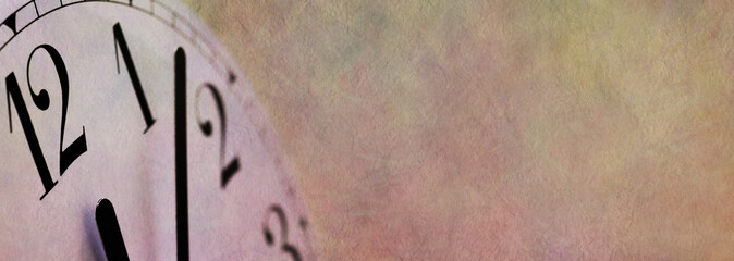 Midday Midnight Rustic Parchment Website Banner - Wide background of stone colored parchment effect with a partial clock face on left side and plenty of copy space on right side