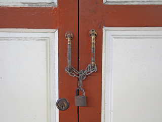 Wooden door locked by master key