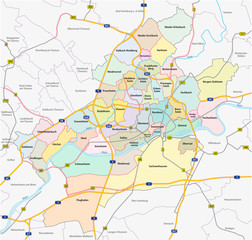 Frankfurt road and administrative map - obrazy, fototapety, plakaty