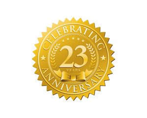 anniversary logo golden emblem 23