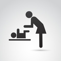 Mother and kid vector sign.