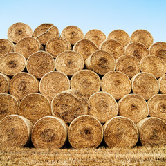 hay and straw bales in the end of summer - 87665788
