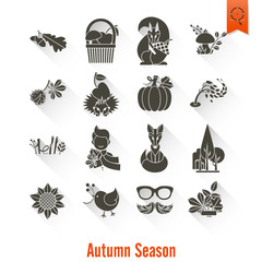 Set of Flat Autumn Icons