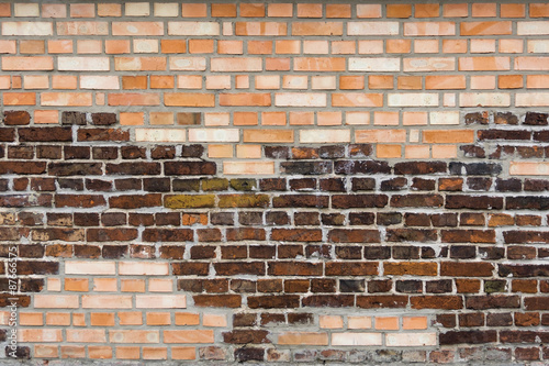 Wall From The Combined Old And New Bricks Stock Photo Royalty Wall From The Combined Old And New Bricks