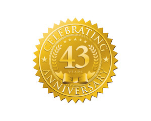 anniversary logo golden emblem 43