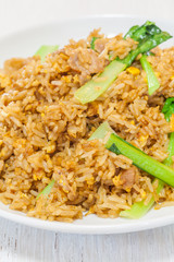 Asian fried rice with pork and vegetable