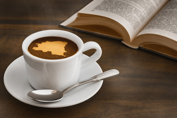 Still life - coffee with map of Democratic Republic of the Congo