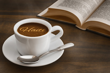 Still life - coffee with text Haiti