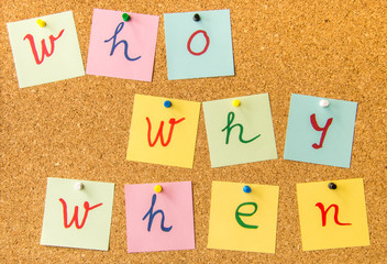 Cork board who why when written with pinned post it