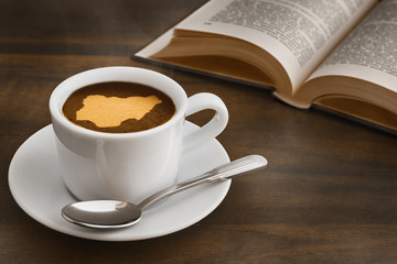 Still life - coffee with map of Nigeria
