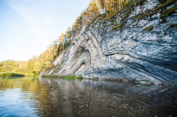 Domain gate rock on the river Belaya near Kaga, Urals, Russia