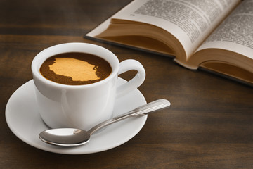 Still life - coffee with map of Tanzania
