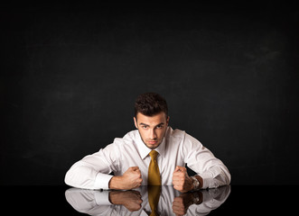 Businessman sitting at a desk