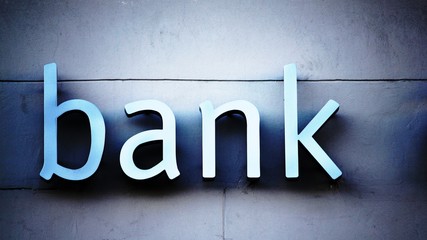 bank business corporation office sign on building