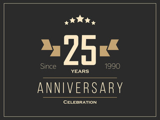 Twenty five years anniversary celebration logotype. 25th anniversary logo.