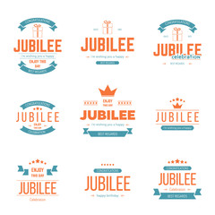 Vector set of jubilee signs, symbols. Design elements collection. - obrazy, fototapety, plakaty