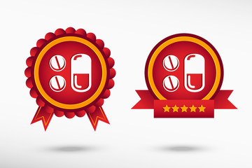 Pill icon stylish quality guarantee badges