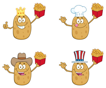 Potato Cartoon Mascot Character 2. Collection Set