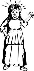 Angry Woman Outline Illustration