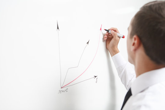 Businessman Drawing A Graph On A Whiteboard