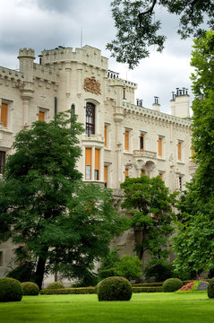 Fasade of Castle in Hluboka nad Vltavou, Czech Republic