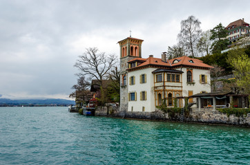 Fototapeta na wymiar Switzerland countryside lake view