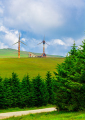 Fototapeta na wymiar First wind turbines in Romania
