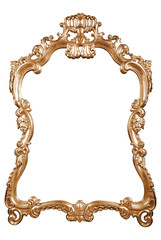 Gold vintage frame isolated on white background