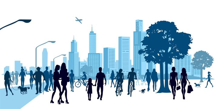 people walking in the street