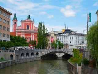 Ljubljana city center and river Ljubljanica