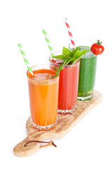 Fresh vegetable smoothie. Tomato, cucumber, carrot