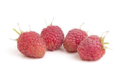 group of raspberry on white background