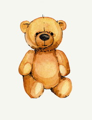 Watercolor illustration of teddy bear