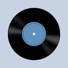 Vector illustration of vinyl record. Isolated on gray background. 