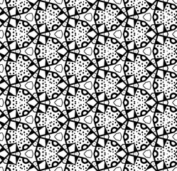 Black and White seamless pattern.
Hand drawn, seamlessly repeating ornamental wallpaper or textile pattern.
