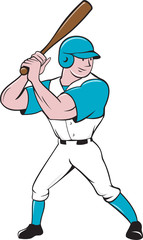 Baseball Player Batting Stance Isolated Cartoon