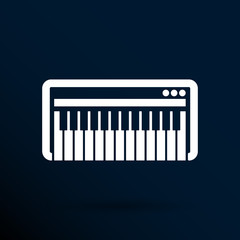 Black synthesizer keyboard piano music icon vector