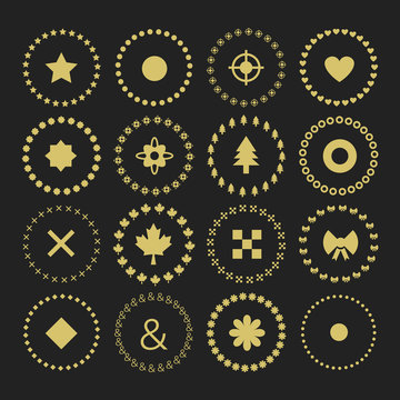 Set of circle border decorative symbol patterns and design