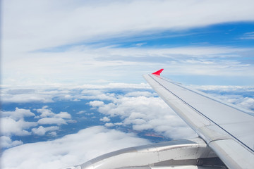 Fototapeta premium view of the cumulus clouds.photo from the window of an airplane