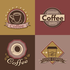 Set of coffee labels, badges and logos for design.