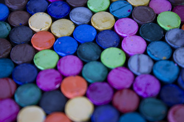 This is a photograph of colorful crayons