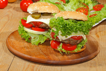 Hamburger, Fast food, Burger, Hacksteak, Salat, Tomaten, Käse, G