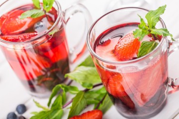 Tea, wine, ice.