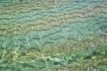 the seabed in the clear water view from above