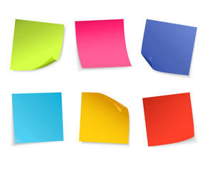 Set of isolated colorful paper notes. 
