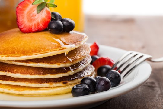 Pancake, Breakfast, Berry Fruit.