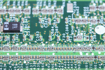 Closeup of computer micro circuit board