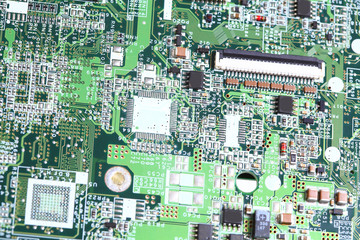 Closeup of computer micro circuit board