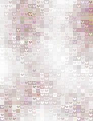 Pastel mosaic with hearts and squares ornaments