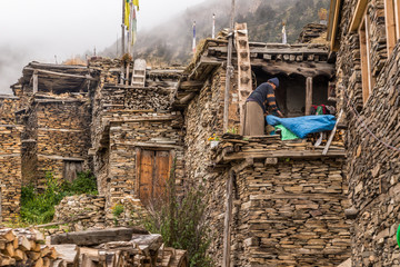 Small village in the mountains, at Annapurnas